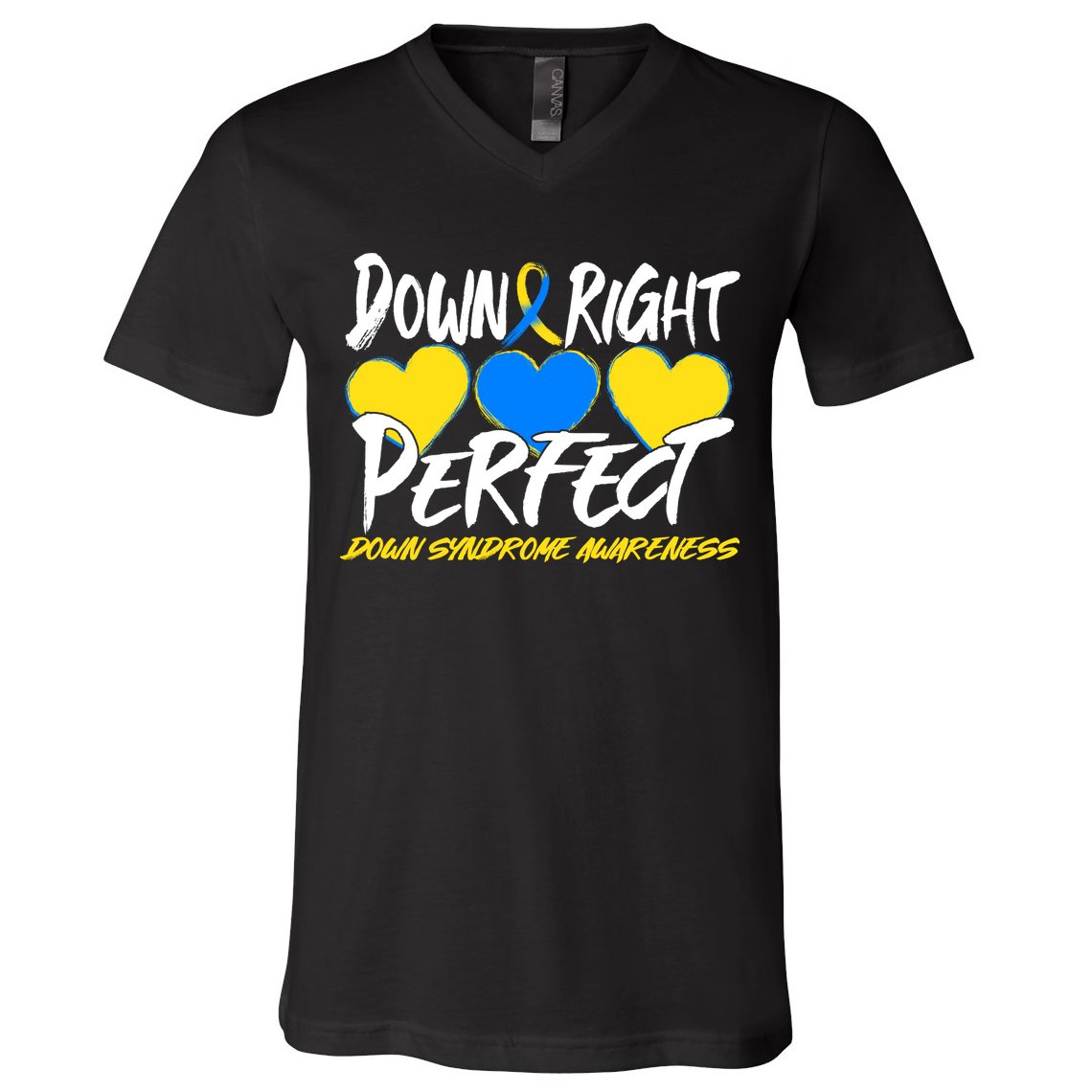 Down Right Perfect Down Syndrome Awareness V-Neck T-Shirt