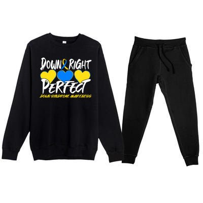 Down Right Perfect Down Syndrome Awareness Premium Crewneck Sweatsuit Set