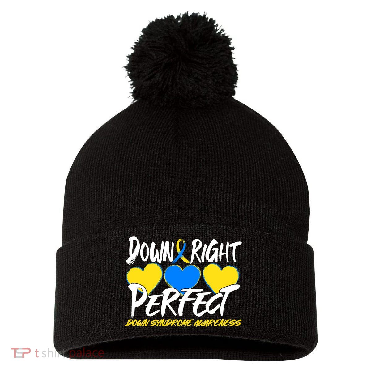 Down Right Perfect Down Syndrome Awareness Pom Pom 12in Knit Beanie