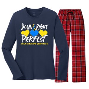 Down Right Perfect Down Syndrome Awareness Women's Long Sleeve Flannel Pajama Set 