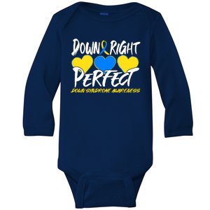 Down Right Perfect Down Syndrome Awareness Baby Long Sleeve Bodysuit