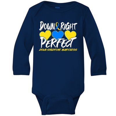 Down Right Perfect Down Syndrome Awareness Baby Long Sleeve Bodysuit