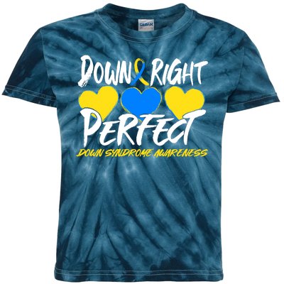 Down Right Perfect Down Syndrome Awareness Kids Tie-Dye T-Shirt