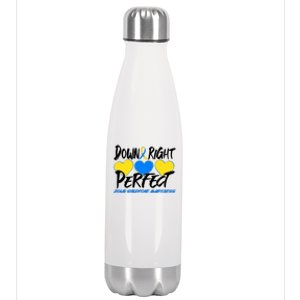 Down Right Perfect Down Syndrome Awareness Stainless Steel Insulated Water Bottle