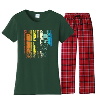 Distressed Retro Paintball For Gift Women's Flannel Pajama Set