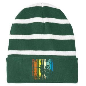 Distressed Retro Paintball For Gift Striped Beanie with Solid Band