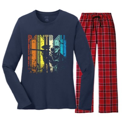 Distressed Retro Paintball For Gift Women's Long Sleeve Flannel Pajama Set 