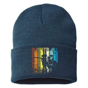 Distressed Retro Paintball For Gift Sustainable Knit Beanie