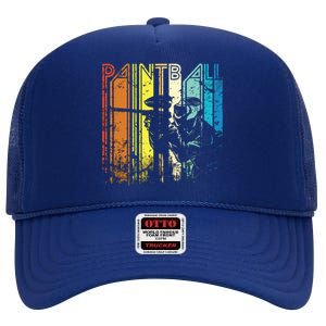 Distressed Retro Paintball For Gift High Crown Mesh Back Trucker Hat