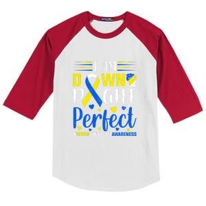 Down Right Perfect For Down Syndrome Awareness Gift Kids Colorblock Raglan Jersey