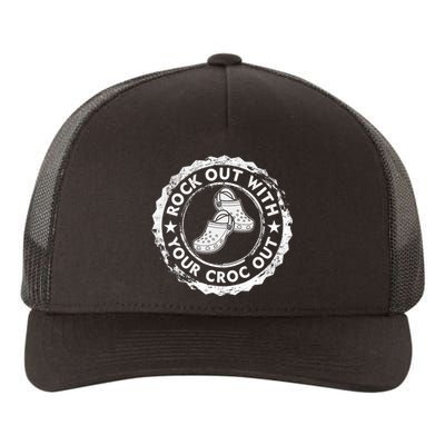 Distressed Retro Rock Out With Your Croc Out Nurse Yupoong Adult 5-Panel Trucker Hat