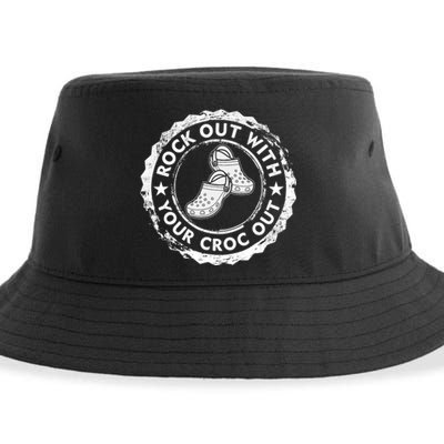 Distressed Retro Rock Out With Your Croc Out Nurse Sustainable Bucket Hat