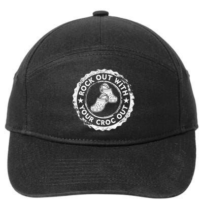 Distressed Retro Rock Out With Your Croc Out Nurse 7-Panel Snapback Hat