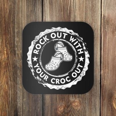 Distressed Retro Rock Out With Your Croc Out Nurse Coaster