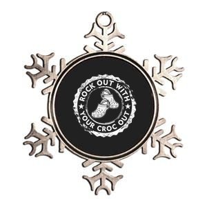 Distressed Retro Rock Out With Your Croc Out Nurse Metallic Star Ornament