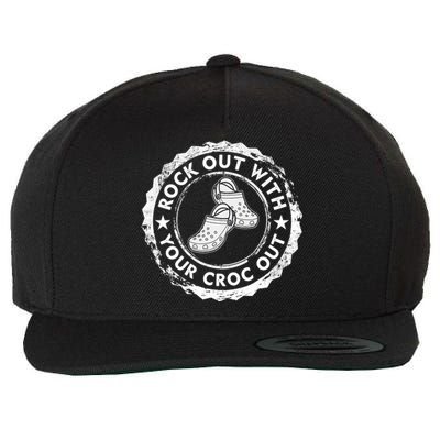 Distressed Retro Rock Out With Your Croc Out Nurse Wool Snapback Cap