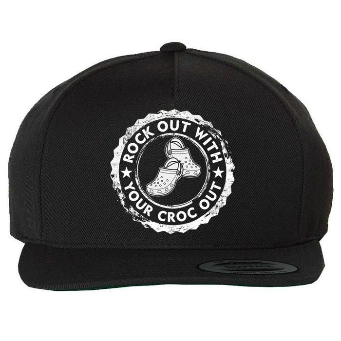 Distressed Retro Rock Out With Your Croc Out Nurse Wool Snapback Cap