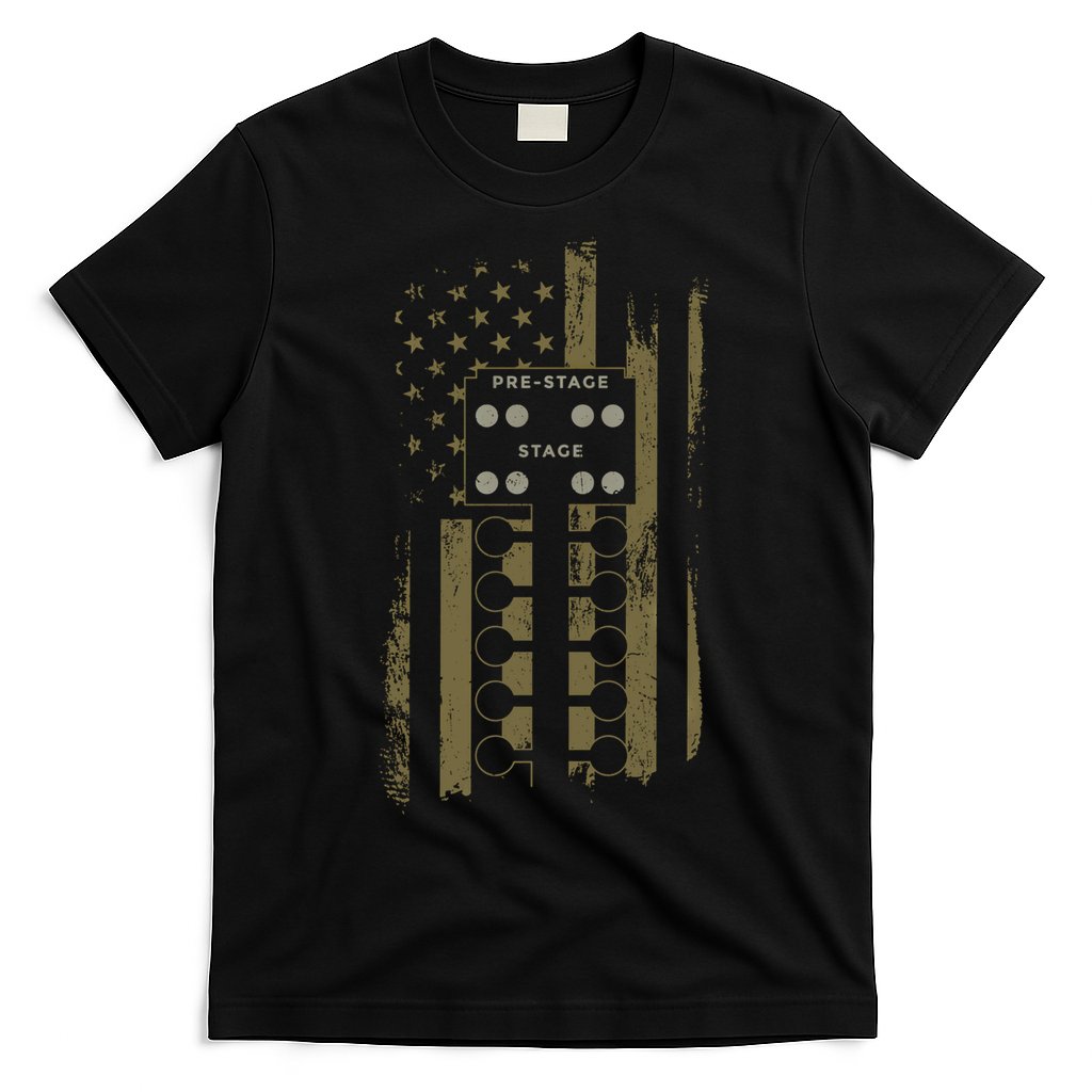 Drag Racing Race Car American Flag Vintage Camo Camouflage Funny Gift T-Shirt