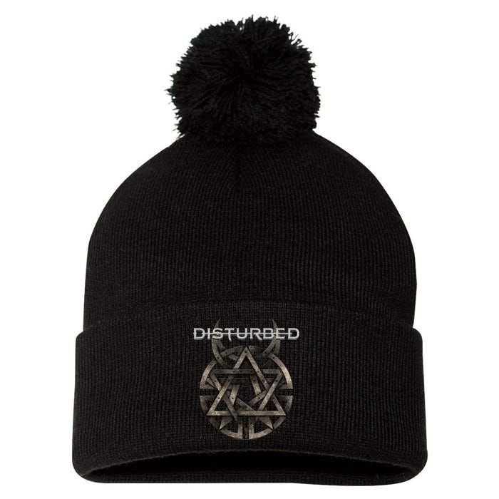 Disturbed Riveted Rock Music Band Pom Pom 12in Knit Beanie