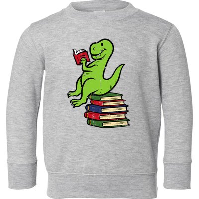 Dino Reading Read Reading Librarian Book Toddler Sweatshirt