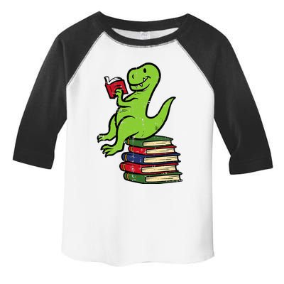 Dino Reading Read Reading Librarian Book Toddler Fine Jersey T-Shirt