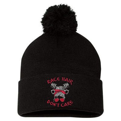 Drag Racing Race Car Girl Race Hair DonT Care Pom Pom 12in Knit Beanie