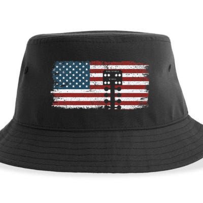 Drag Racing Race Car American Flag Vintage Sustainable Bucket Hat