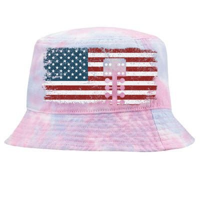 Drag Racing Race Car American Flag Vintage Tie-Dyed Bucket Hat