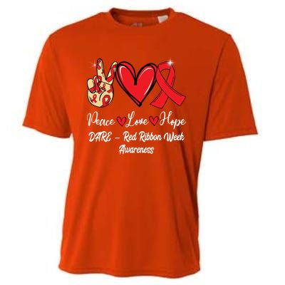 Dare – Red Ribbon Week Peace Love Hope Red Ribbon Gift Cooling Performance Crew T-Shirt