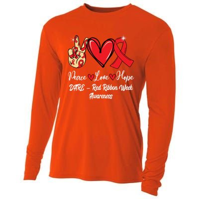 Dare – Red Ribbon Week Peace Love Hope Red Ribbon Gift Cooling Performance Long Sleeve Crew