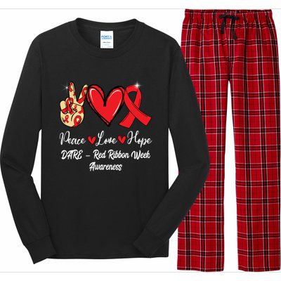 Dare – Red Ribbon Week Peace Love Hope Red Ribbon Gift Long Sleeve Pajama Set