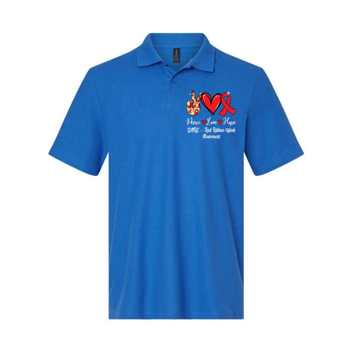 Dare – Red Ribbon Week Peace Love Hope Red Ribbon Gift Softstyle Adult Sport Polo