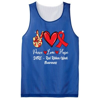 Dare – Red Ribbon Week Peace Love Hope Red Ribbon Gift Mesh Reversible Basketball Jersey Tank