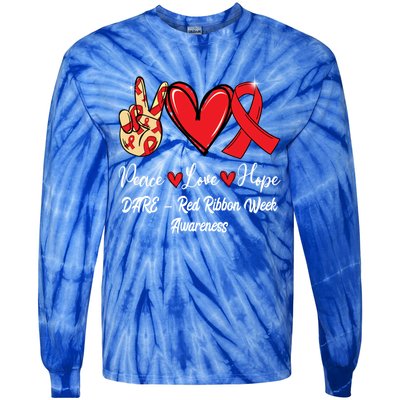 Dare – Red Ribbon Week Peace Love Hope Red Ribbon Gift Tie-Dye Long Sleeve Shirt