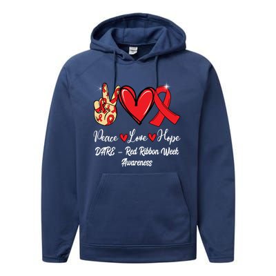 Dare – Red Ribbon Week Peace Love Hope Red Ribbon Gift Performance Fleece Hoodie