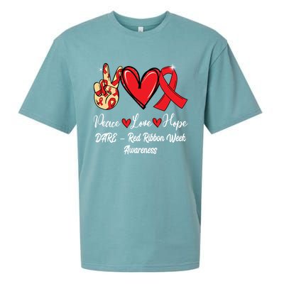 Dare – Red Ribbon Week Peace Love Hope Red Ribbon Gift Sueded Cloud Jersey T-Shirt