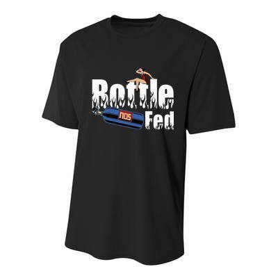 Drag Racing Race Car Power Adder Nos Bottle Fed Youth Performance Sprint T-Shirt