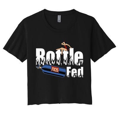 Drag Racing Race Car Power Adder Nos Bottle Fed Women's Crop Top Tee