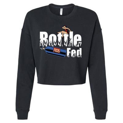 Drag Racing Race Car Power Adder Nos Bottle Fed Cropped Pullover Crew