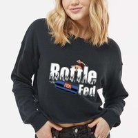 Drag Racing Race Car Power Adder Nos Bottle Fed Cropped Pullover Crew