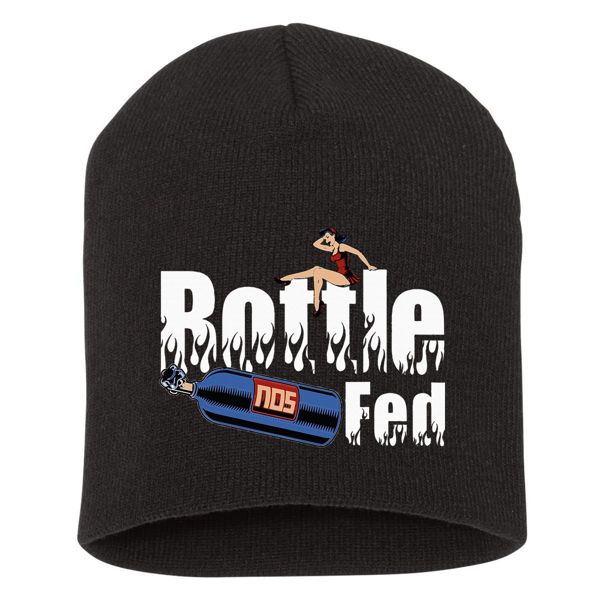 Drag Racing Race Car Power Adder Nos Bottle Fed Short Acrylic Beanie