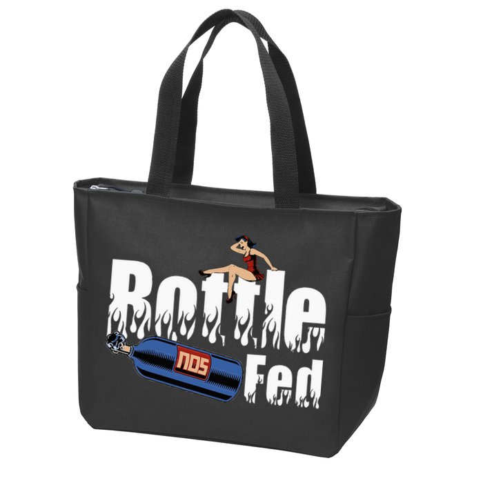 Drag Racing Race Car Power Adder Nos Bottle Fed Zip Tote Bag