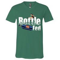 Drag Racing Race Car Power Adder Nos Bottle Fed V-Neck T-Shirt