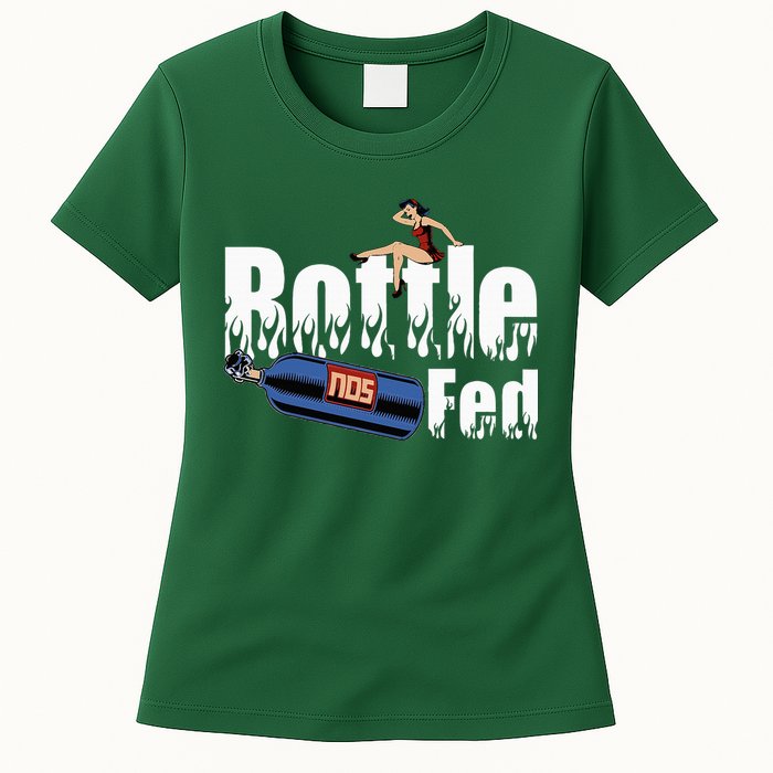 Drag Racing Race Car Power Adder Nos Bottle Fed Womens T-Shirt