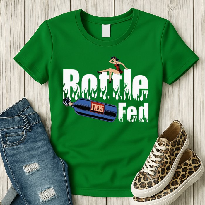 Drag Racing Race Car Power Adder Nos Bottle Fed Womens T-Shirt