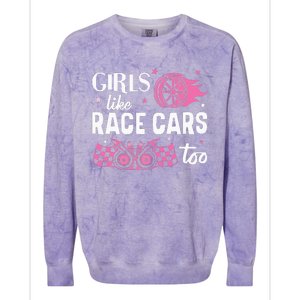 Drag Racing Race Car Girl Like Race Cars Too Colorblast Crewneck Sweatshirt