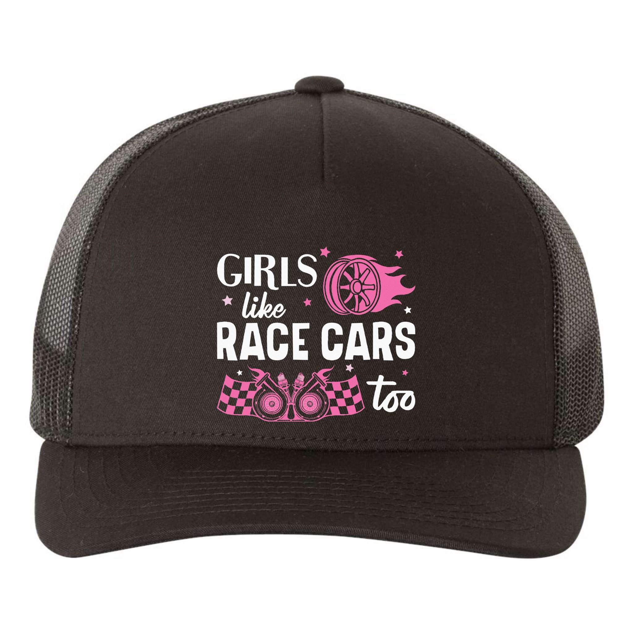 Drag Racing Race Car Girl Like Race Cars Too Yupoong Adult 5-Panel Trucker Hat
