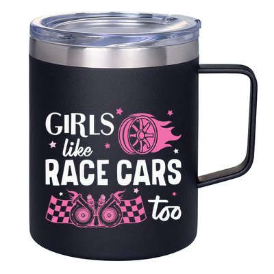 Drag Racing Race Car Girl Like Race Cars Too 12oz Stainless Steel Coffee Mug