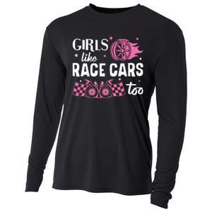 Drag Racing Race Car Girl Like Race Cars Too Cooling Performance Long Sleeve Crew