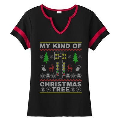 Drag Racers Racing Christmas Tree Sweater Ladies Halftime Notch Neck Tee